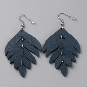Wood Leaf Dangle Earrings