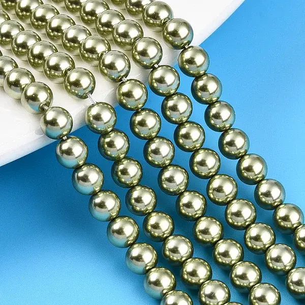 Baking Paint Pearlized Glass Pearl Bead Strands