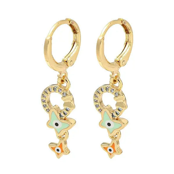 Golden Brass Dangle Leverback Earrings