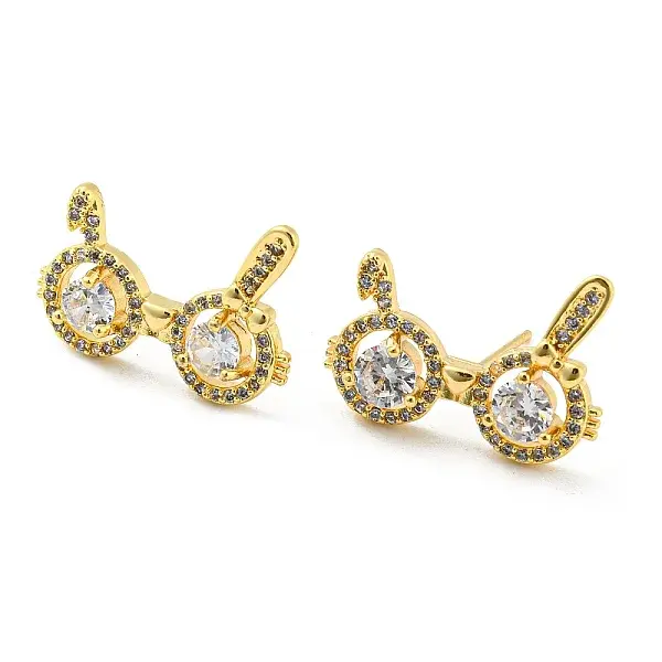 Brass Micro Pave Cubic Zirconia Stud Earrings