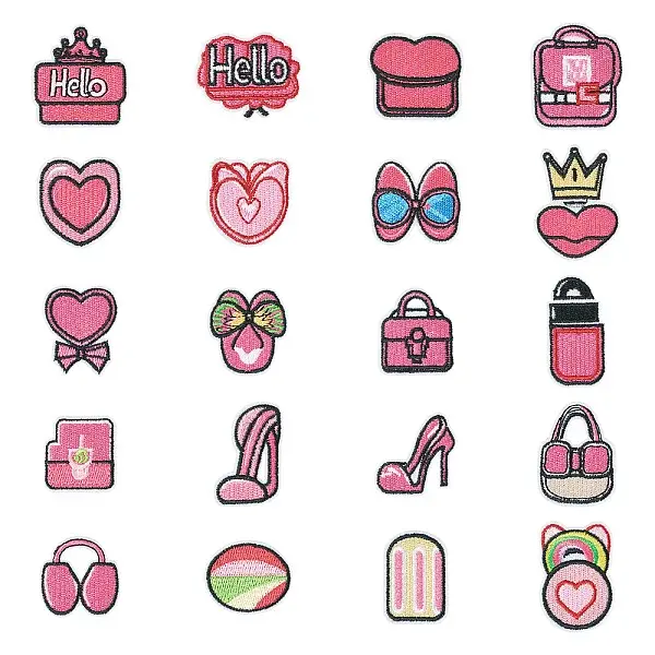 20Pcs Polyester Embroider Self-adhesion Thread Iron on/Sew On Patches