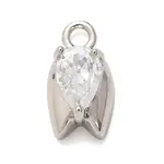 Brass Micro Pave Clear Cubic Zirconia Charms