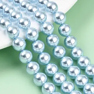 Baking Paint Pearlized Glass Pearl Bead Strands