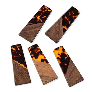Opaque Resin & Walnut Wood Pendants