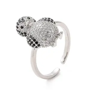 Cubic Zirconia Penguin Open Cuff Ring