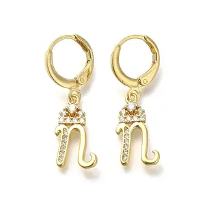 Brass Clear Cubic Zirconia Hoop Earrings