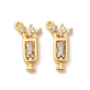 Brass Micro Pave Cubic Zirconia Pendants