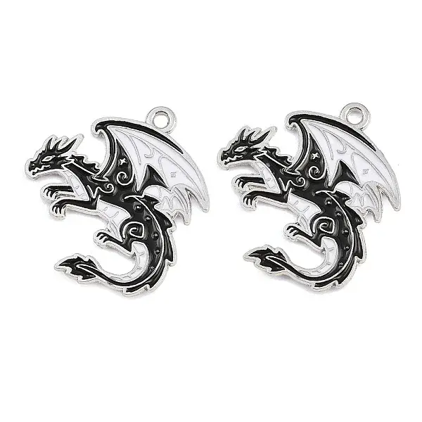 Alloy with Black Enamel Pendants