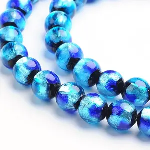 Handmade Silver Foil Glass Round Beads