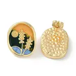 Brass Enamel Stud Earrings