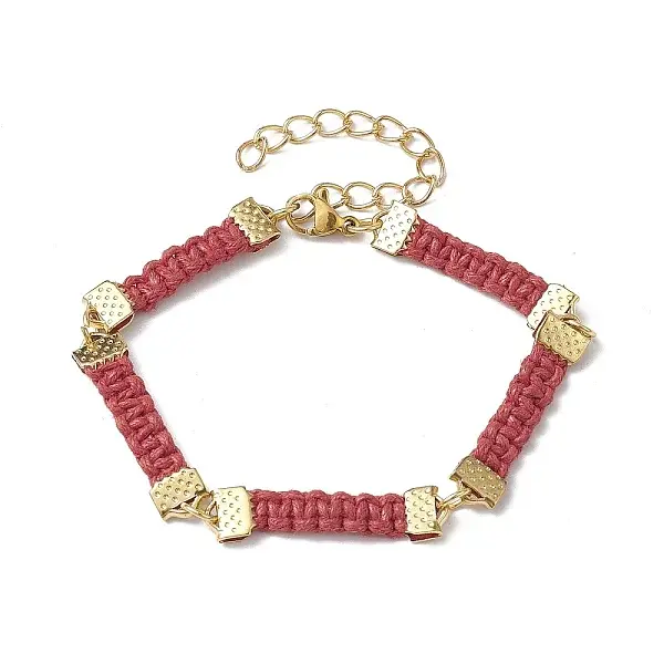Braided Waxed Polyester Rectangle Link Chain Bracelets