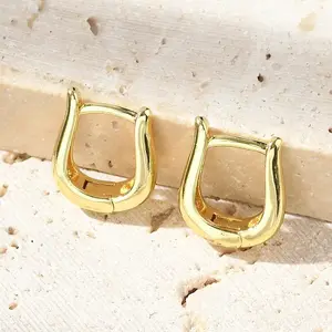 U-Shaped Brass Hoop Earrings