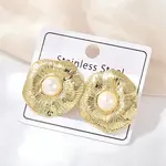 304 Stainless Steel ABS Plastic Pearl Stud Earrings