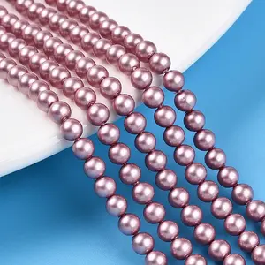 Baking Paint Pearlized Glass Pearl Bead Strands