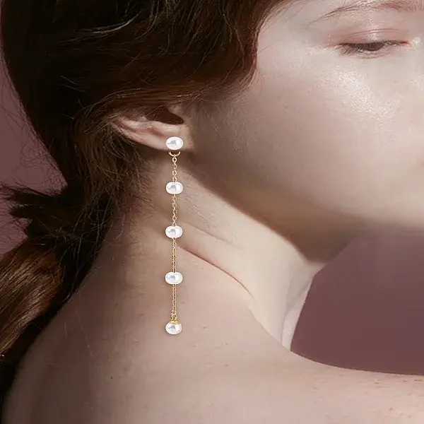 1 Pair 304 Stainless Steel Plastic Pearl Dangle Stud Earrings