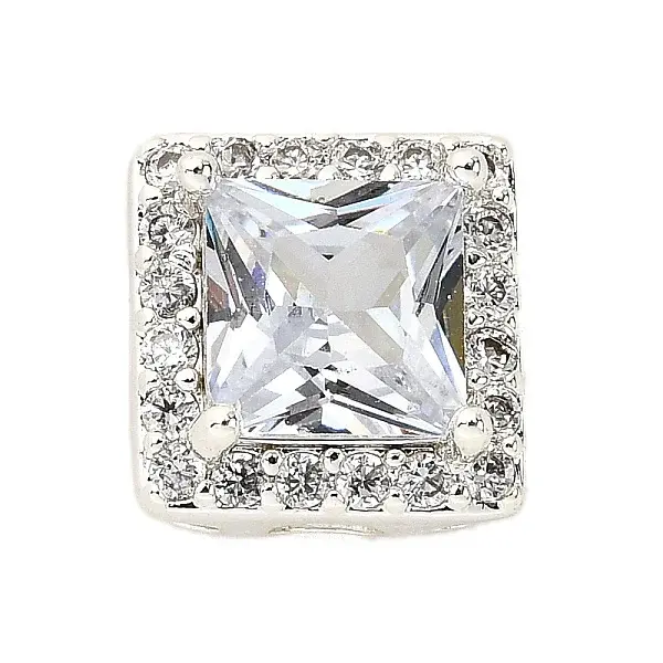 Brass Micro Pave Cubic Zirconia Beads