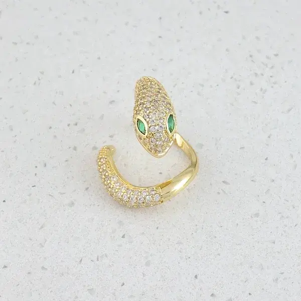 Brass Micro Pave Clear Cubic Zirconia Open Cuff Rings