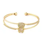 Brass Micro Pave Clear Cubic Zirconia Open Cuff Bangles for Women