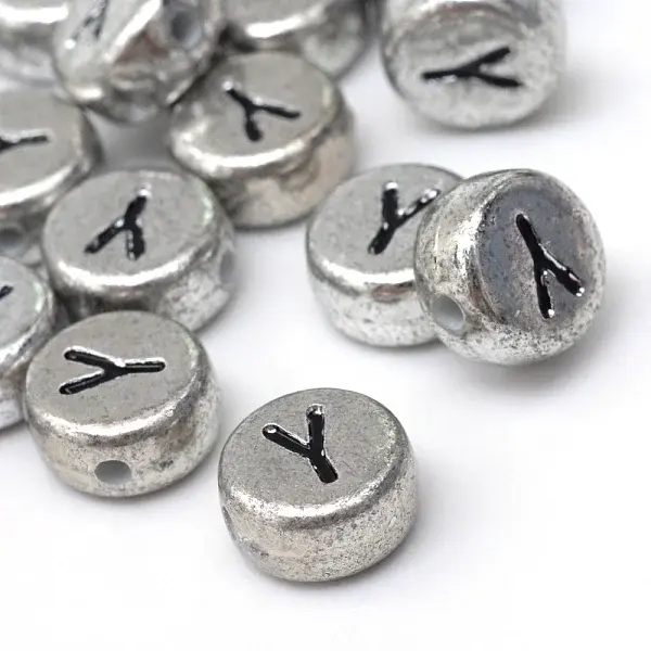 Plated Acrylic Horizontal Hole Letter Beads