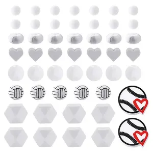 67Pcs 7 Styles Sports Ball Silicone Beads