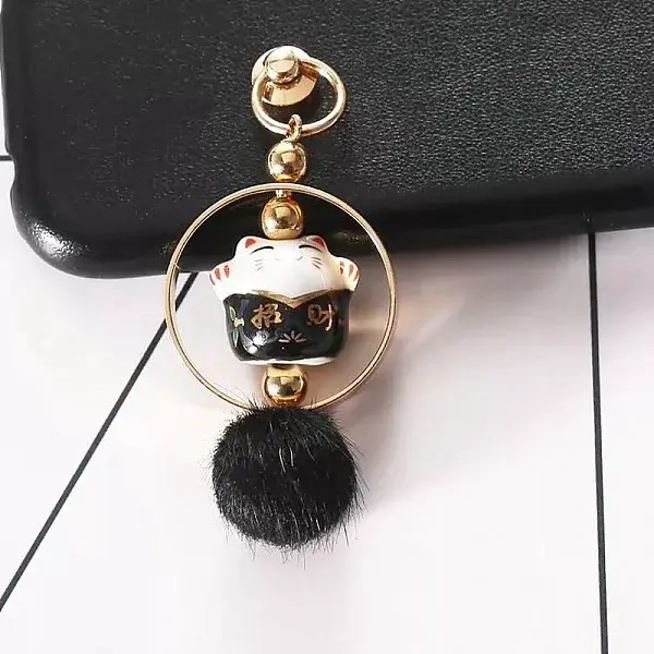 Ceramic Lucky Cat Small Pendant Mobile Phone Decoration