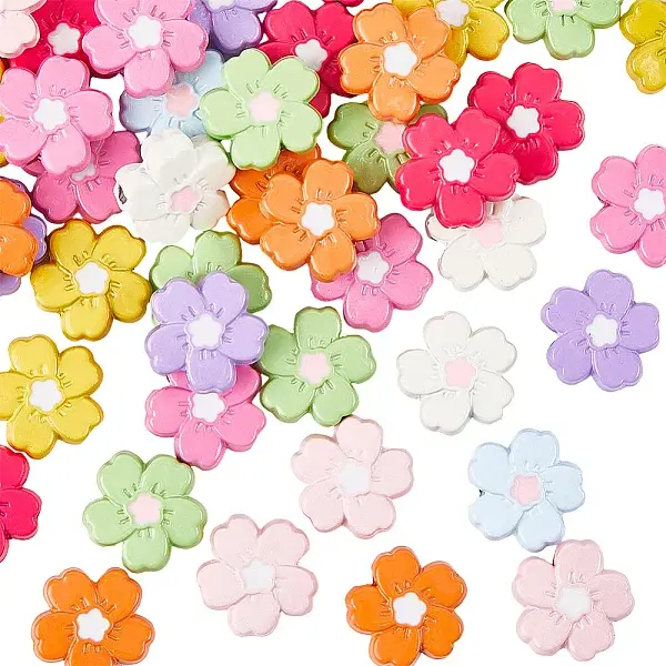 54Pcs 9 Colors Baking Paint Alloy Handmade Beads