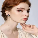 1 Pair Alloy Clover Tassel Stud Earrings