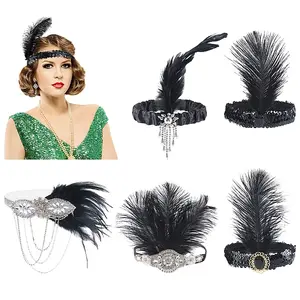 5Pcs 5 Styles Feather with Plastic Headbands