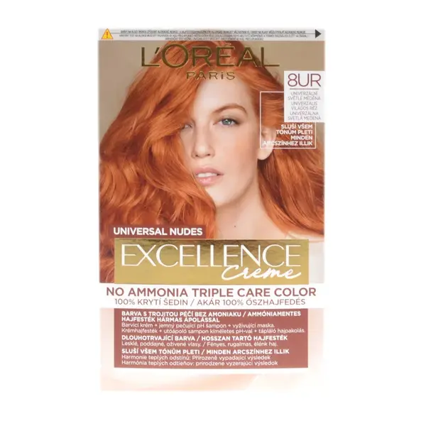 Permanentní barva Loréal Excellence Creme - 8UR univerzální světle měděná - L’Oréal Paris + dárek zdarma