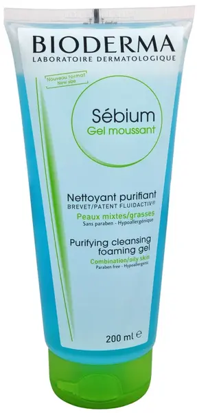 Bioderma Čisticí pěnivý gel pro smíšenou až mastnou pleť Sébium Gel Moussant (Purifying And Foaming Gel) 200 ml
