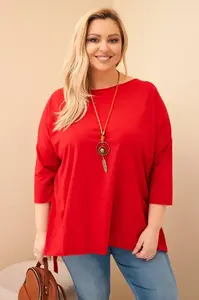 Plus size asymetrická halenka s náhrdelníkem