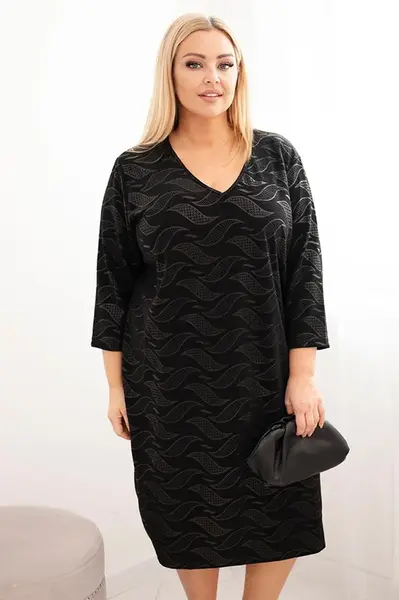 Kesi Dámské šaty z žoržetu Plus Size s výstřihem do V černá