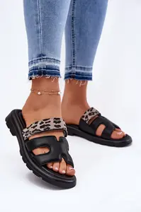 Kožené Dámské Sandály S Páskem Leopard Vinceza