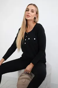 Set s výstřihem na druky černé barvy