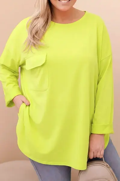 Plus size halenka s kapsou, mátová