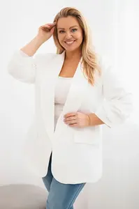 Elegantní plus size dámský blejzr ecru