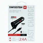 AUTONABÍJEČKA SWISSTEN CL USB-C A USB 2,4A POWER, ČERNÁ