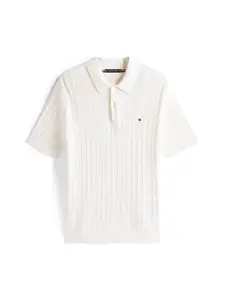 TOMMY HILFIGER Tričko 'Cable Short Sleeve'  biela