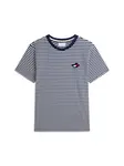 TOMMY HILFIGER Tričko 'Wavy Flag Patch Stripe'  námornícka modrá / biela