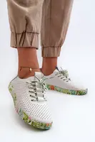 S. BARSKI Dámske kožené topánky s bielymi šnurovkami Farnalea