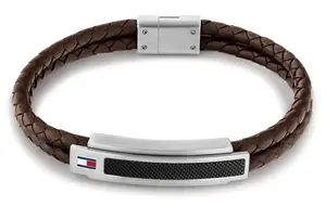 Tommy Hilfiger Dvojitý hnědý kožený náramek 2790355