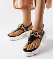 marka niezdefiniowana Black thong sandals on a chunky sole Breana