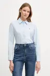Košile Tommy Hilfiger dámská, modrá barva, regular, s klasickým límcem, WW0WW47169