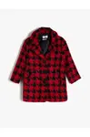 Dívčí kabát Koton v červeném kostkovaném vzoru
