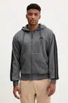 Kardigan adidas Essentials pánský, šedá barva, s kapucí, JL9824
