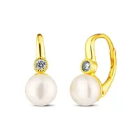 JwL Luxury Pearls Slušivé pozlacené náušnice s perlami a zirkony JL0851