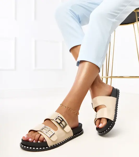 Gemre Beige platform flip-flops Blau