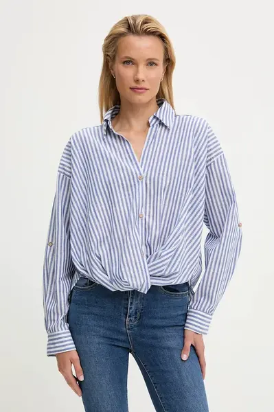 Bavlněná košile Answear.LAB dámská, modrá barva, relaxed, s klasickým límcem