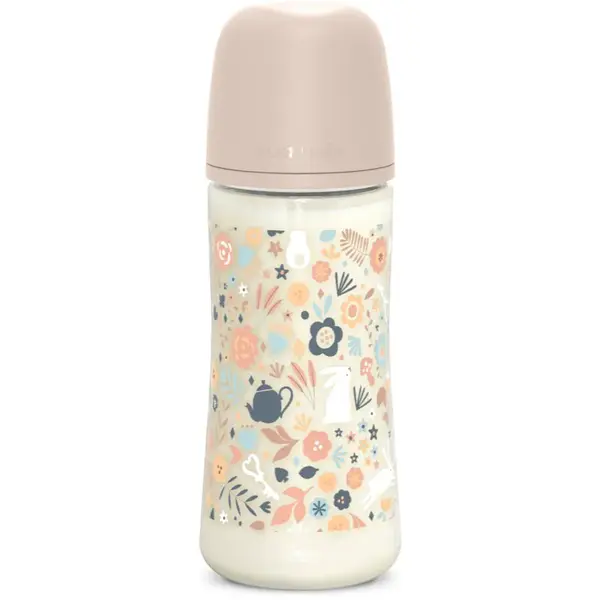 Suavinex Wonderland SX Pro Physiological Anti-Colic kojenecká láhev L Dense Flow 6 m+ Liberty Pink 360 ml