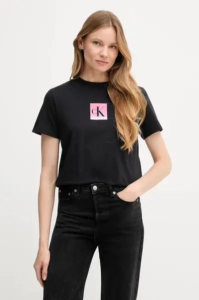 Bavlněné tričko Calvin Klein Jeans dámské, černá barva, LV047C864G